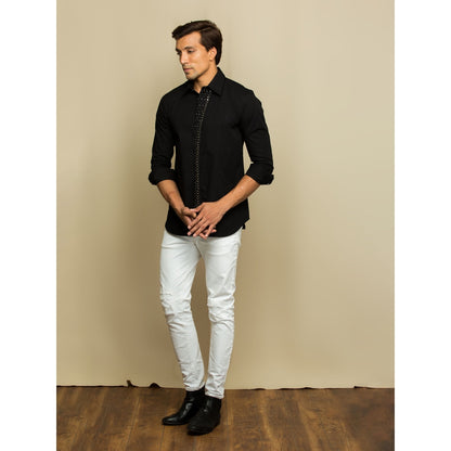Echke Black Shirt with Rivets on The Placket