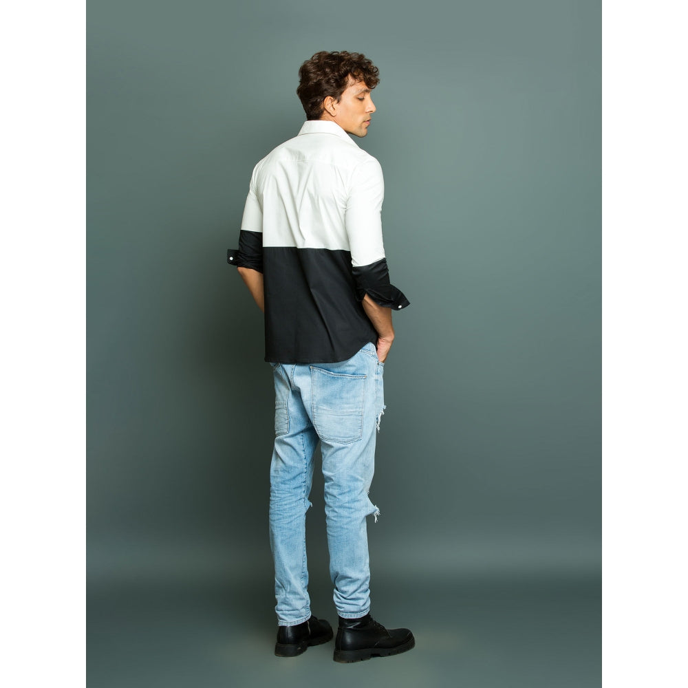 Echke White Shirt with Black Bottom Patch