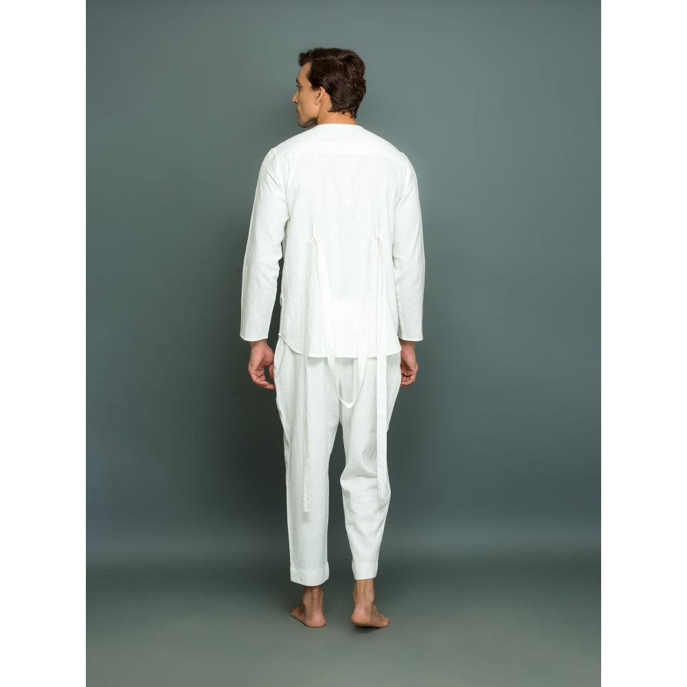Echke Linen Kurta with Attached Front Bandi and Tieup