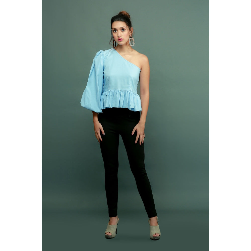 Echke One Shoulder Peplum Top