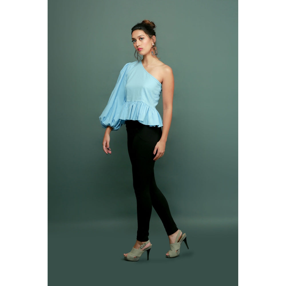 Echke One Shoulder Peplum Top