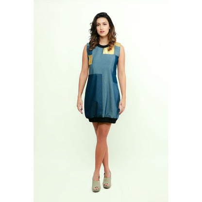 Echke Denim & Gold Ribbed Dress