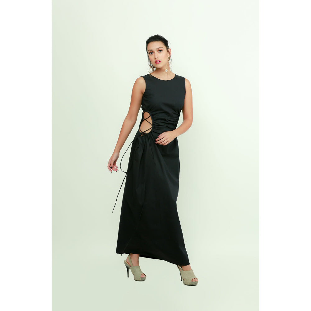 Echke Black Balloon Long Dress