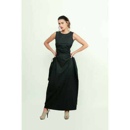 Echke Black Balloon Long Dress