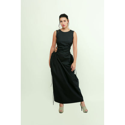 Echke Black Balloon Long Dress