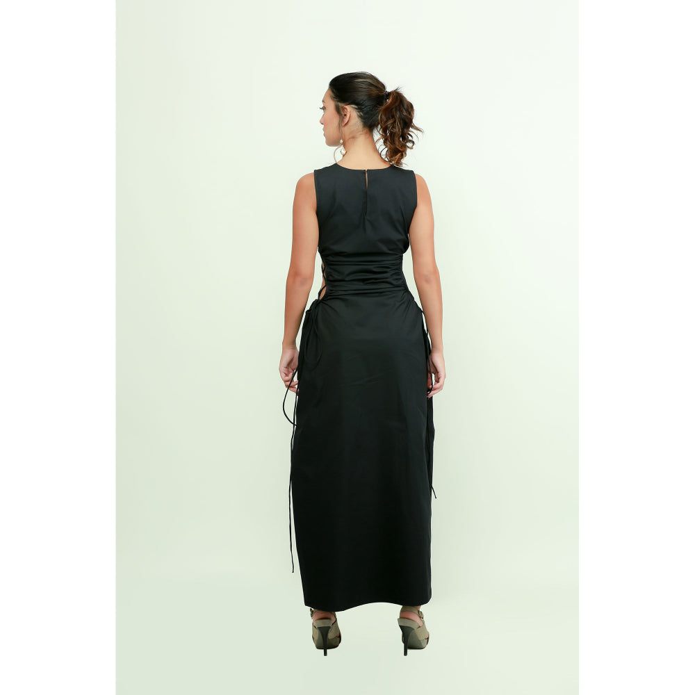 Echke Black Balloon Long Dress