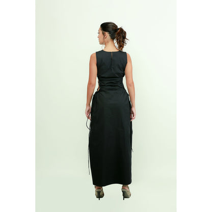 Echke Black Balloon Long Dress