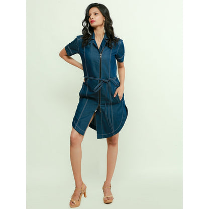 Echke Knee Length Denim Shirt Dress