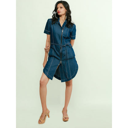 Echke Knee Length Denim Shirt Dress