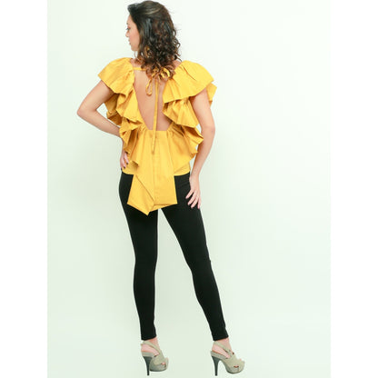 Echke Top With Ruffles And Tie-Up Back