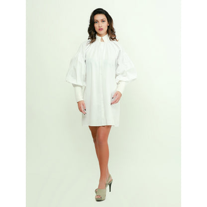 Echke Shirt Dress With Quilted Collar And Cuffs