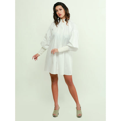 Echke Shirt Dress With Quilted Collar And Cuffs