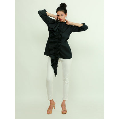 Echke Shirt With Ruffled Extension