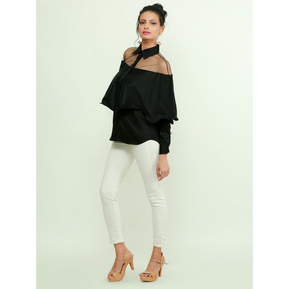 Echke Shirt With Net And Frill Feature
