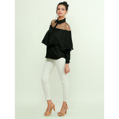 Echke Shirt With Net And Frill Feature