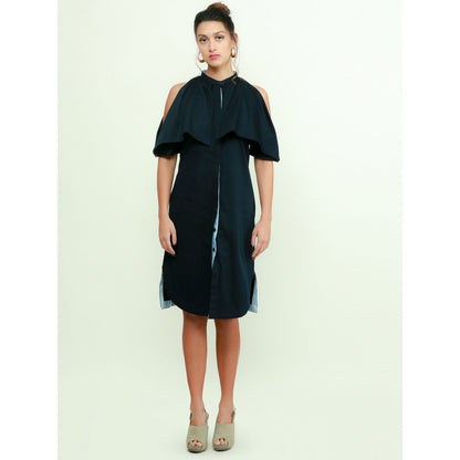 Echke Cold Shoulder Shirt Dress