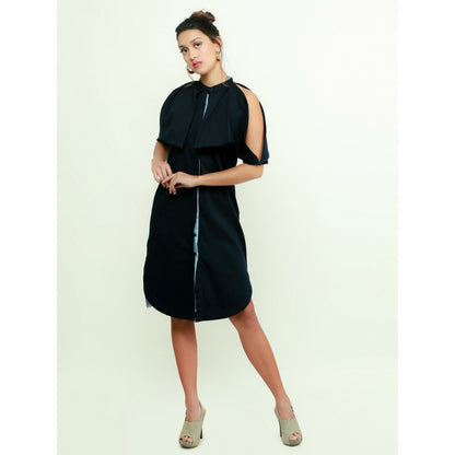 Echke Cold Shoulder Shirt Dress
