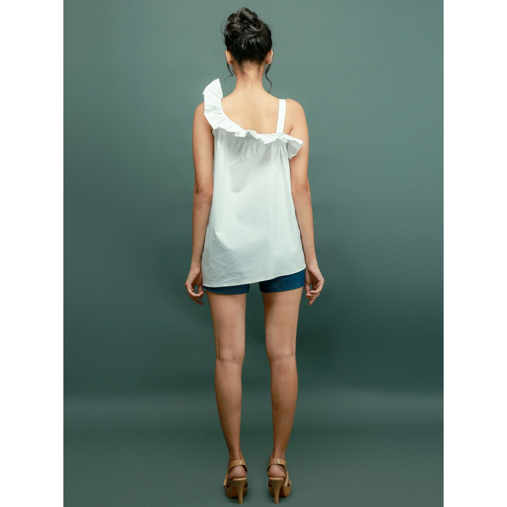 Echke One Shoulder Top With Frill