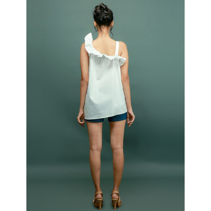 Echke One Shoulder Top With Frill