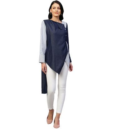 Echke Wide Collar and Off Centered Placket Shirt