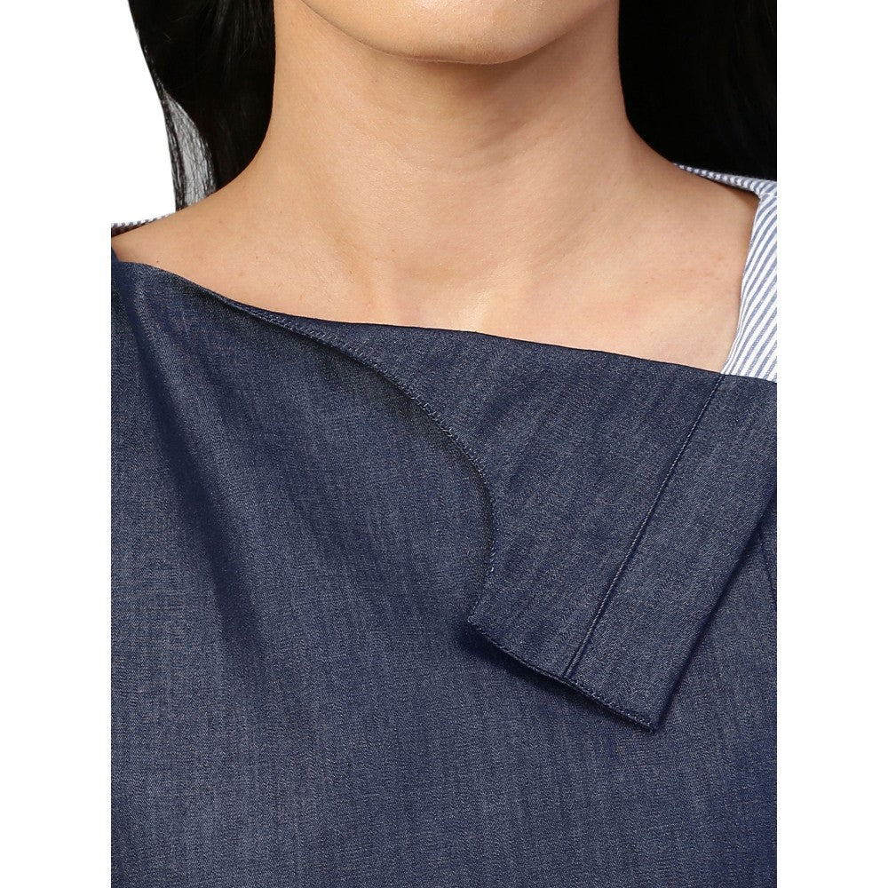 Echke Wide Collar and Off Centered Placket Shirt
