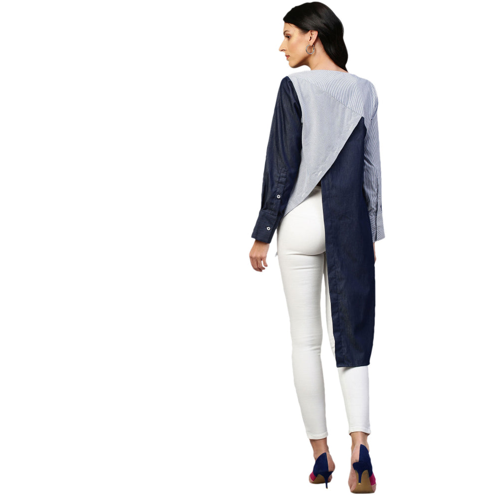 Echke Wide Collar and Off Centered Placket Shirt