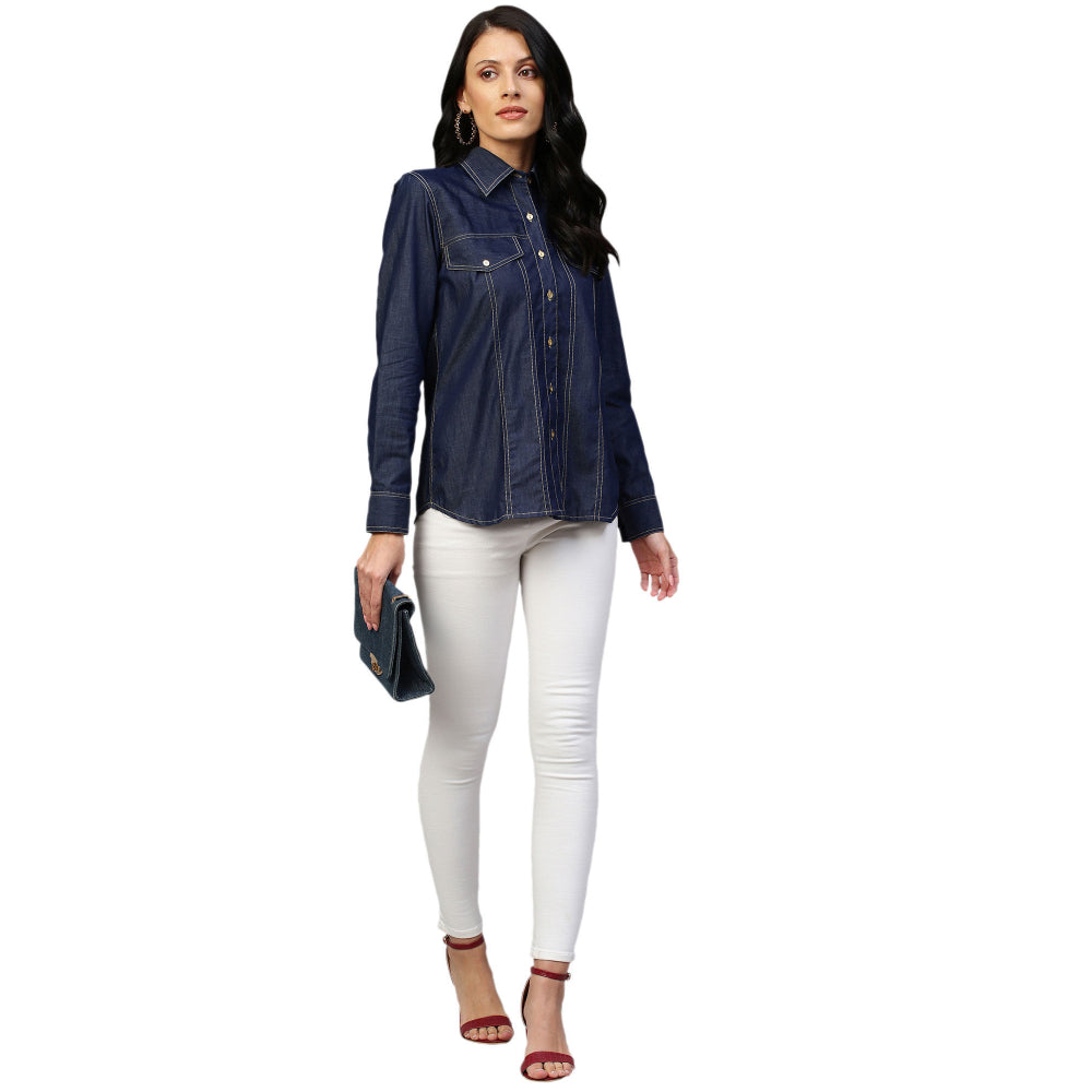 Echke Denim Shirt With Embellishments