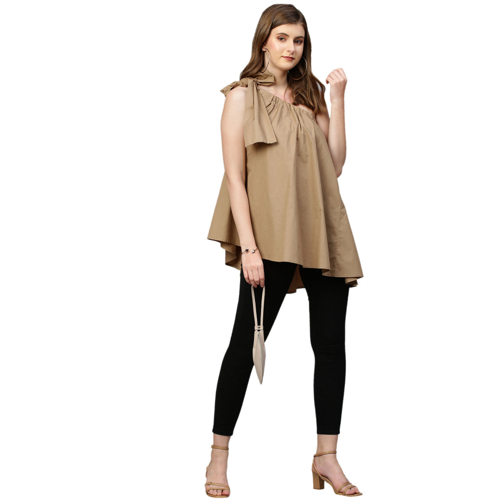 Echke One Shoulder Tie-Up Top