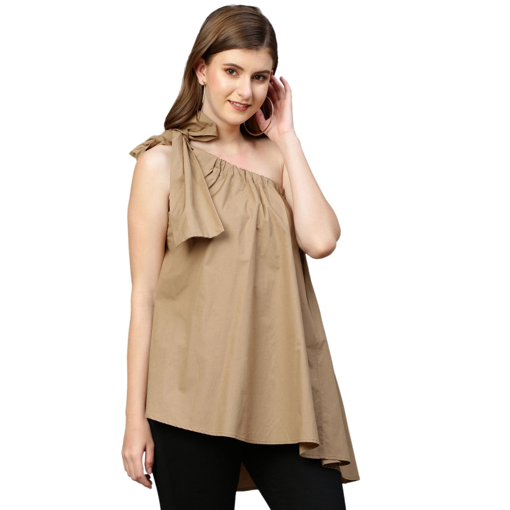 Echke One Shoulder Tie-Up Top