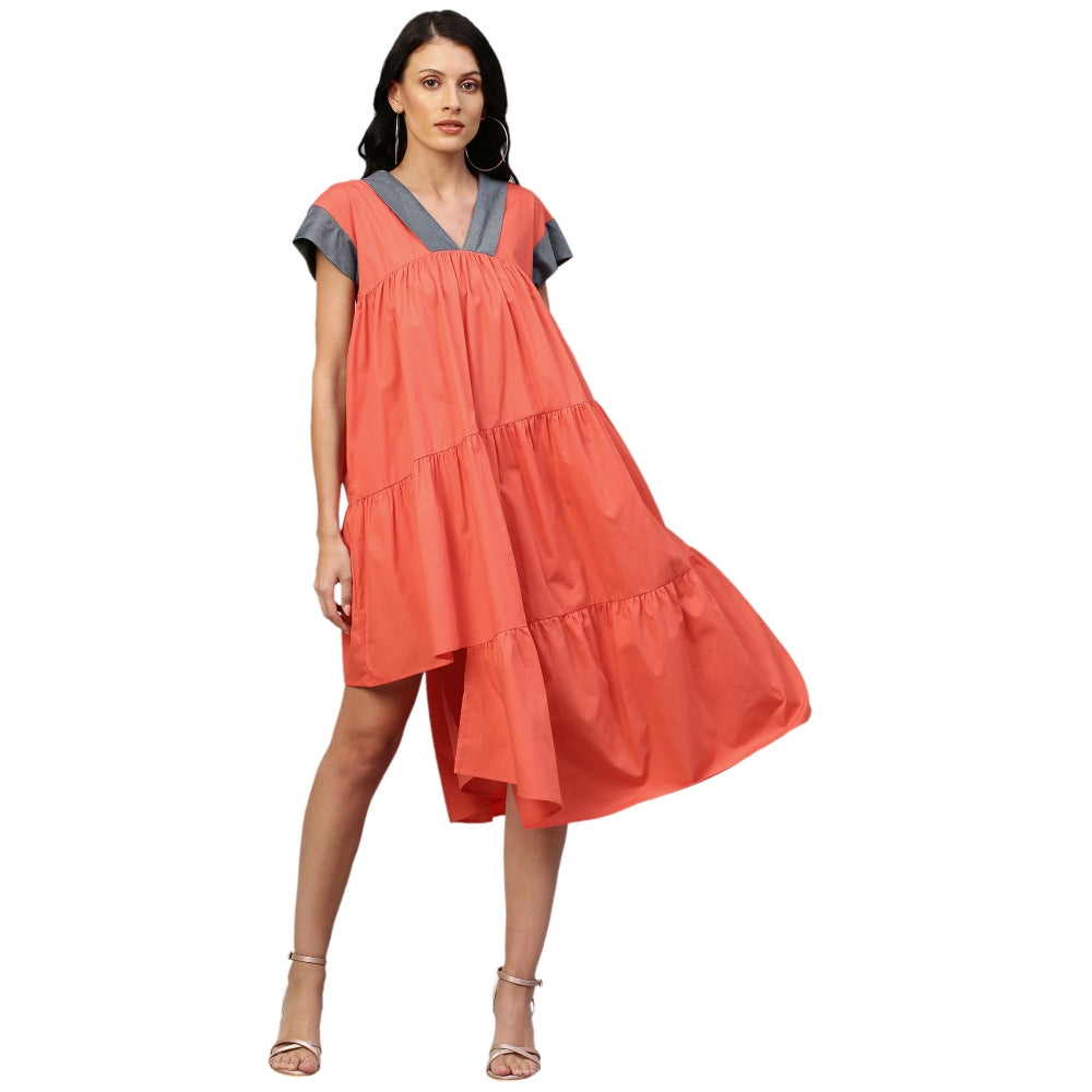Echke V-Neck Tiered Dress