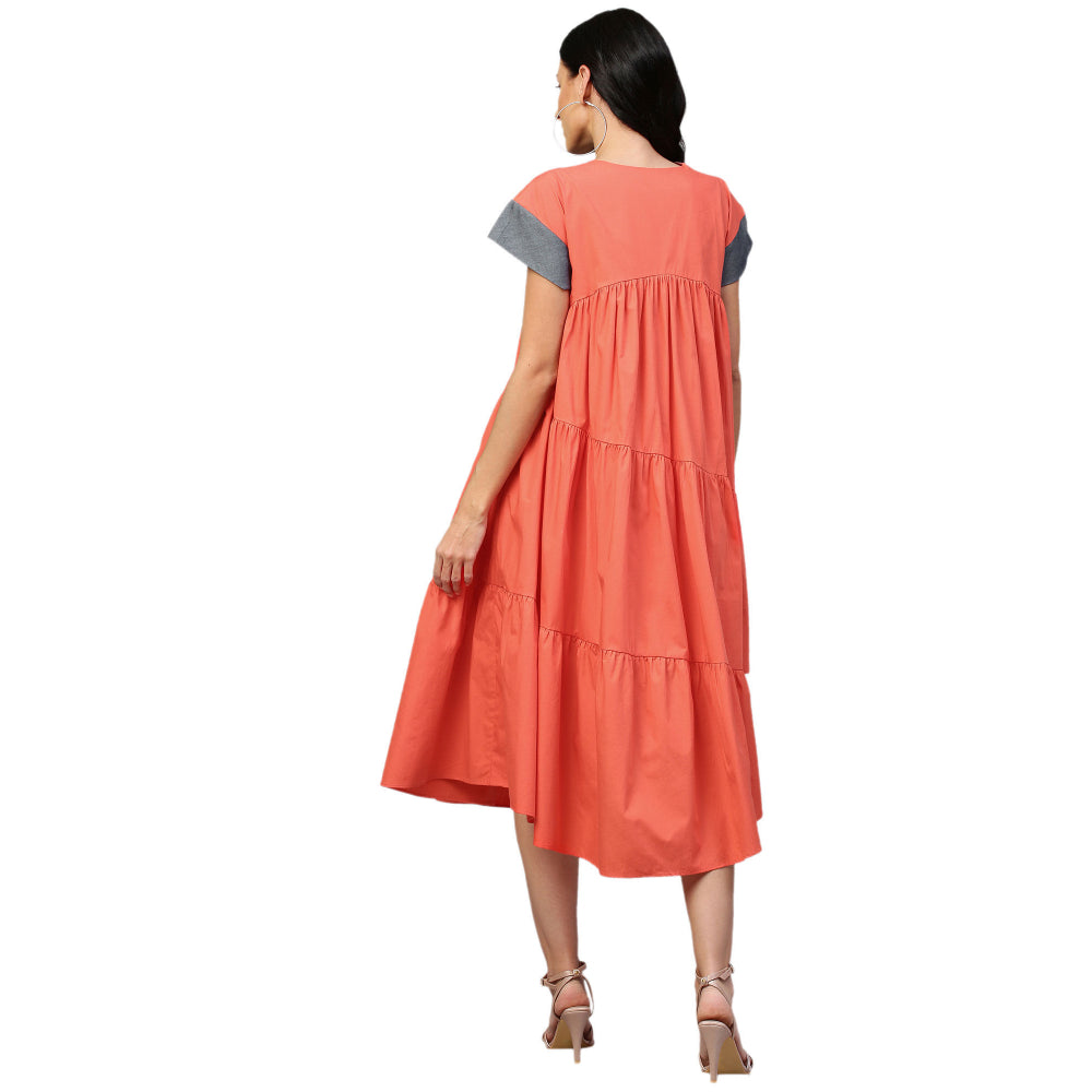 Echke V-Neck Tiered Dress