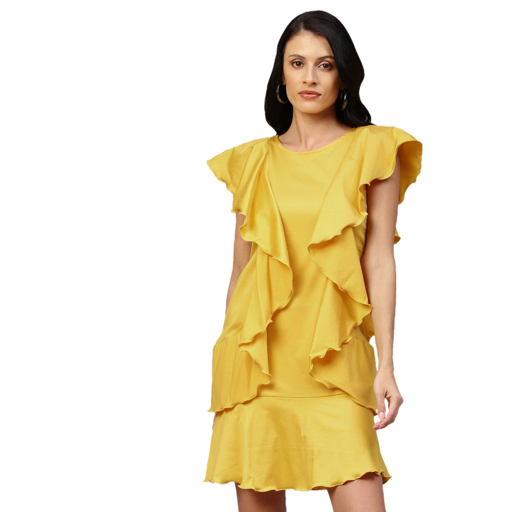Echke Sleeveless Dress With Side Ruffles