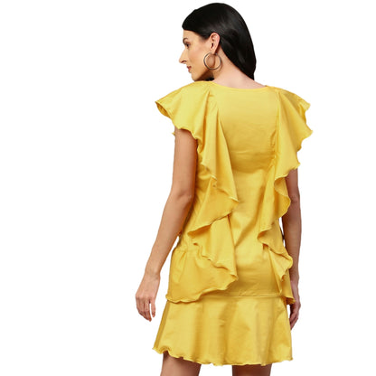 Echke Sleeveless Dress With Side Ruffles