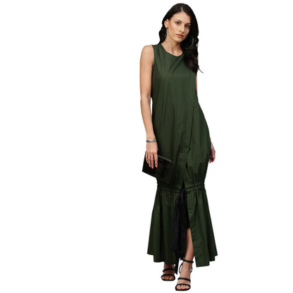 Echke Long Overlap Bottom Tie-Up Dress