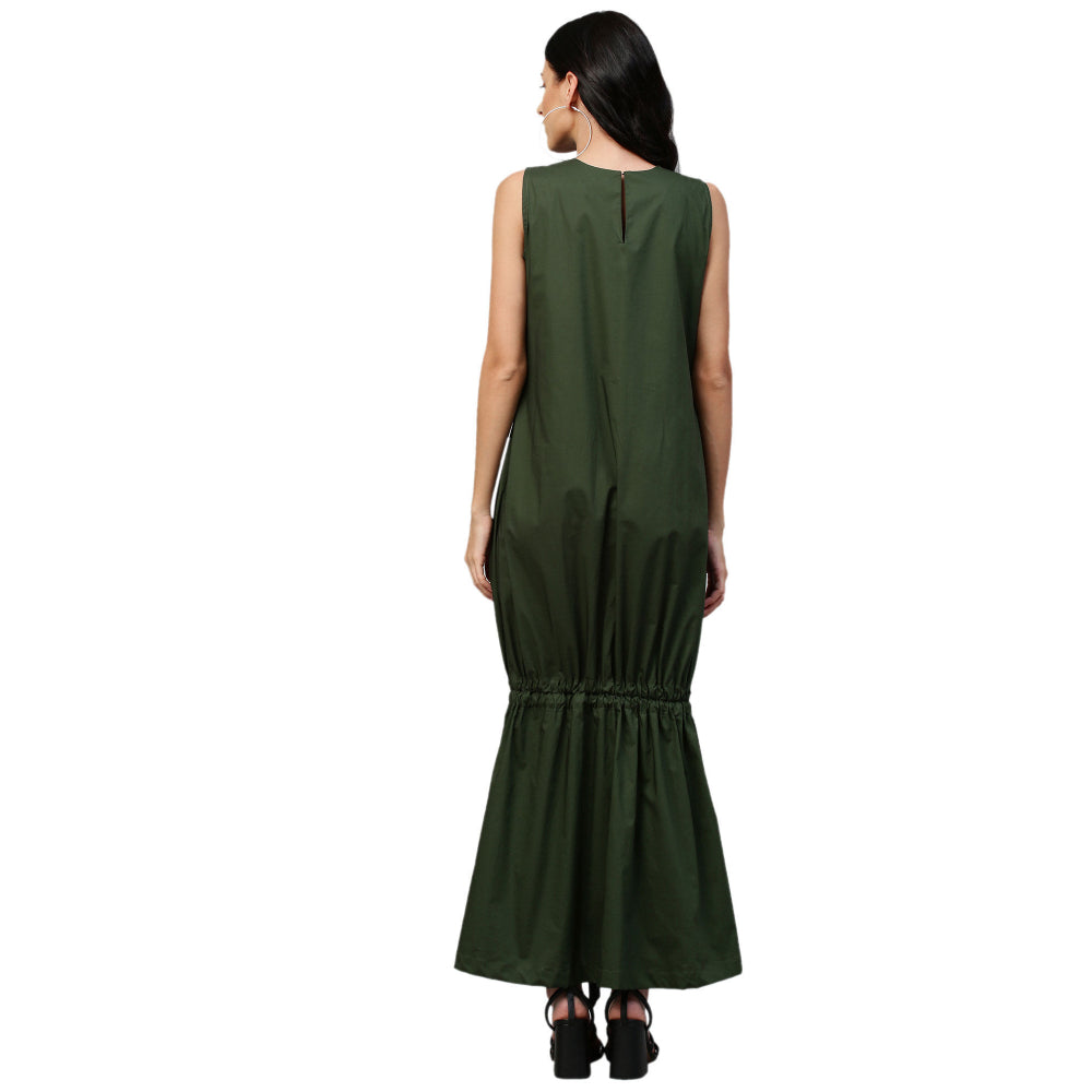 Echke Long Overlap Bottom Tie-Up Dress