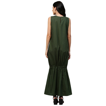 Echke Long Overlap Bottom Tie-Up Dress