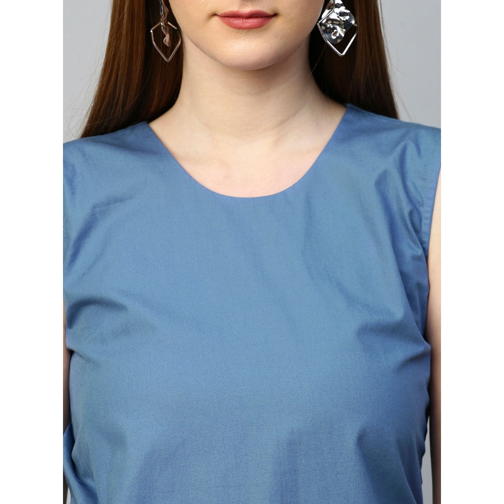 Echke Sleeveless Dress With Diagonal Rouging