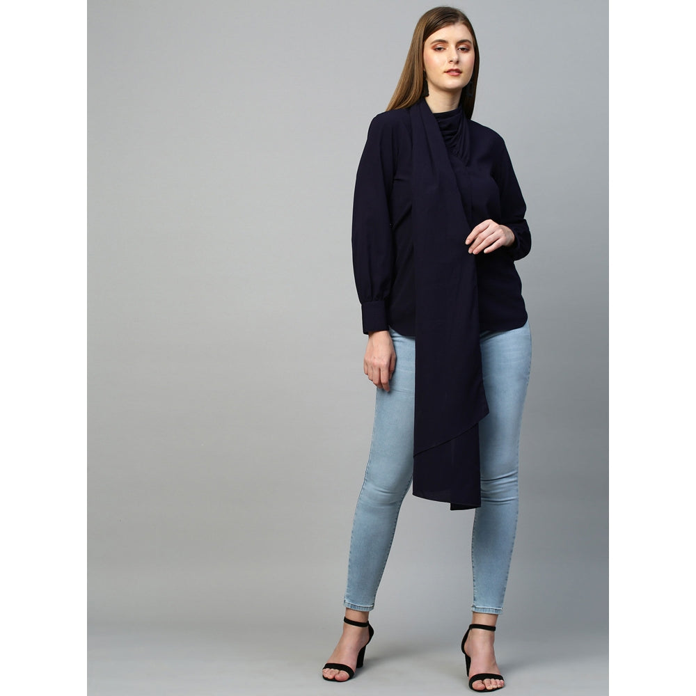 Echke Top With One Side Shawl Feature