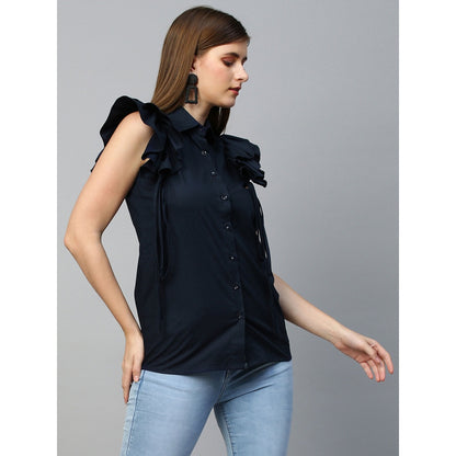 Echke Sleeveless Shirt With Frills and Tie-Ups