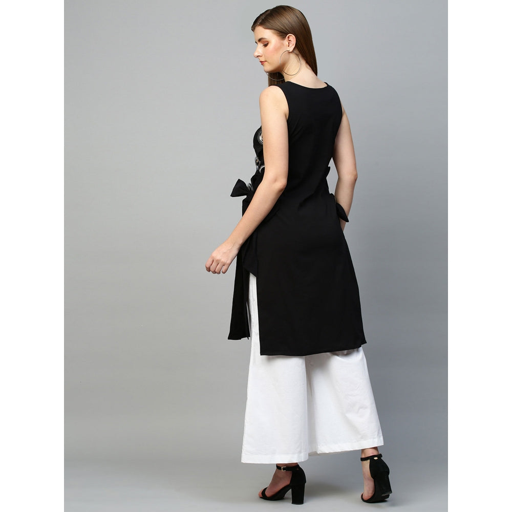 Echke Top With Eyelets Tie-Up Feature and Flared Pants Co-Ord Set (Set of 2)