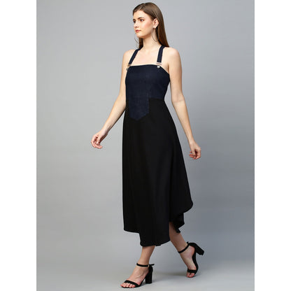 Echke Dungaree Dress With Asymmetric Dress