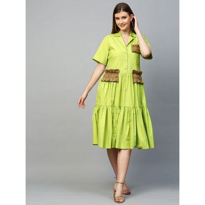 Echke Tiered Shirt Dress With Pleat Feature