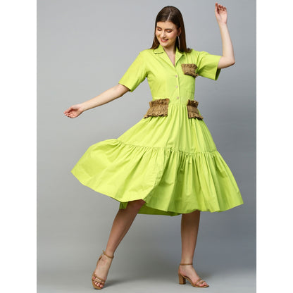 Echke Tiered Shirt Dress With Pleat Feature