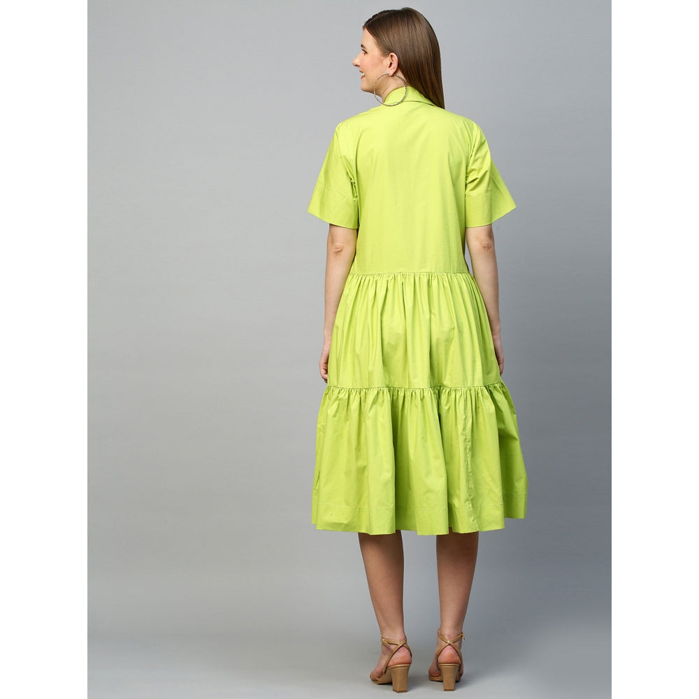 Echke Tiered Shirt Dress With Pleat Feature