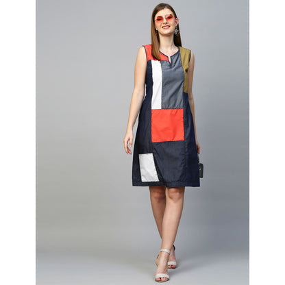 Echke Patchwork Sleeveless Shift Dress