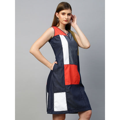 Echke Patchwork Sleeveless Shift Dress