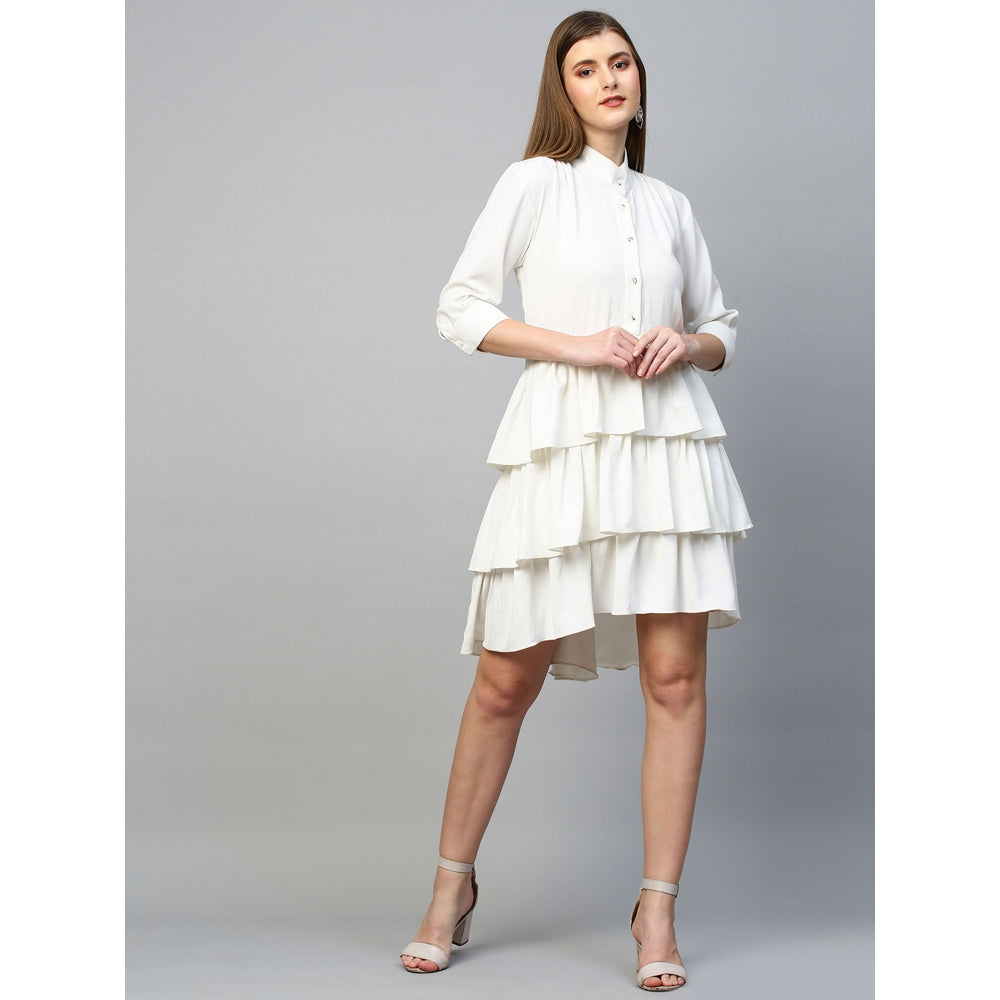 Echke Chinese Collar Double Layered Shirt Dress