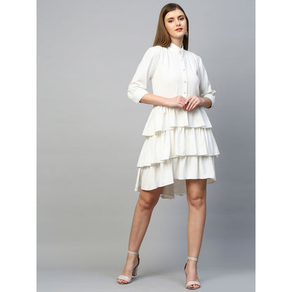 Echke Chinese Collar Double Layered Shirt Dress