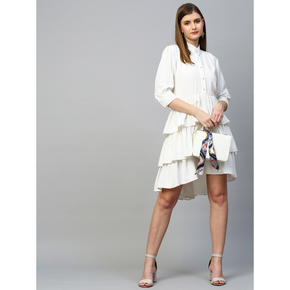 Echke Chinese Collar Double Layered Shirt Dress