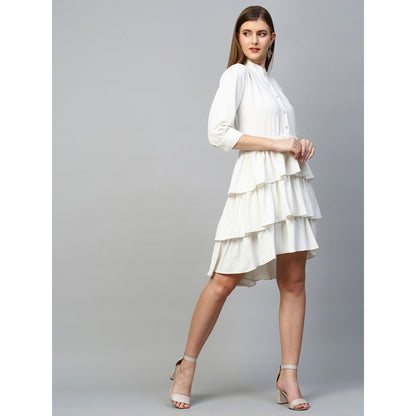 Echke Chinese Collar Double Layered Shirt Dress